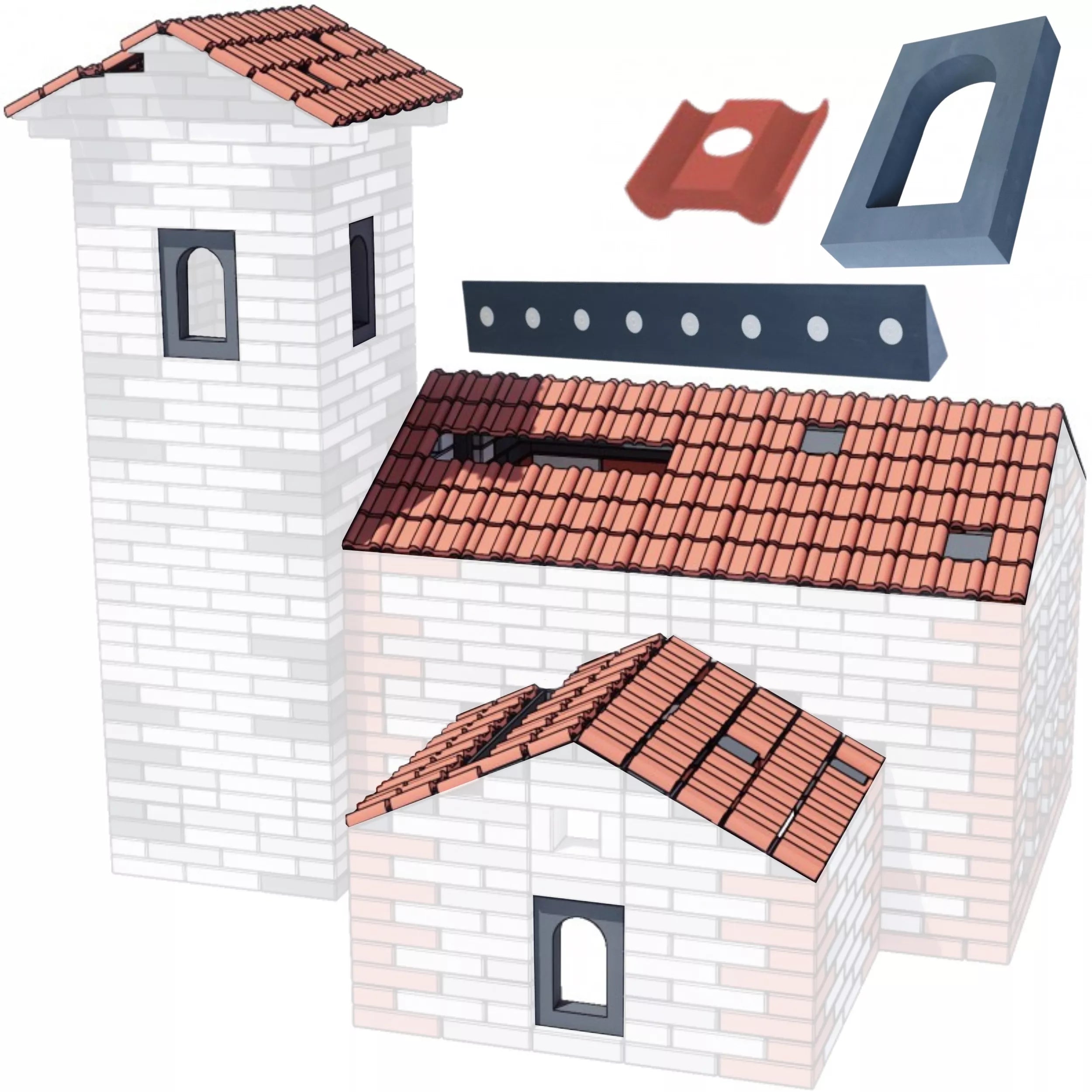 CLASSIC WORLD EDU Mega Soft EVA putplasčio statybiniai blokeliai – surenkamas stogas